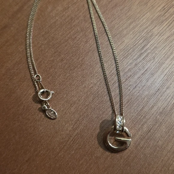 Vintage Givenchy Rhinestone G Necklace | 15.5 in - Picture 4 of 6